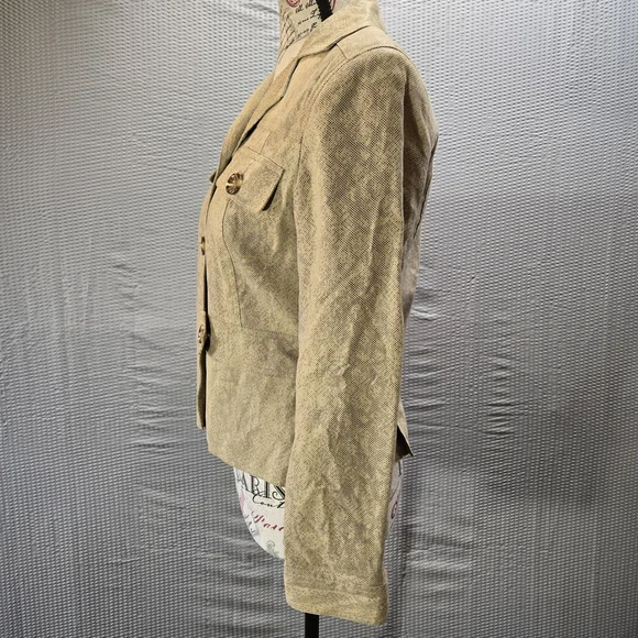 Worthington Linen Blend Reptile Print Women's Blazer with Button Accents - Picture 4 of 8